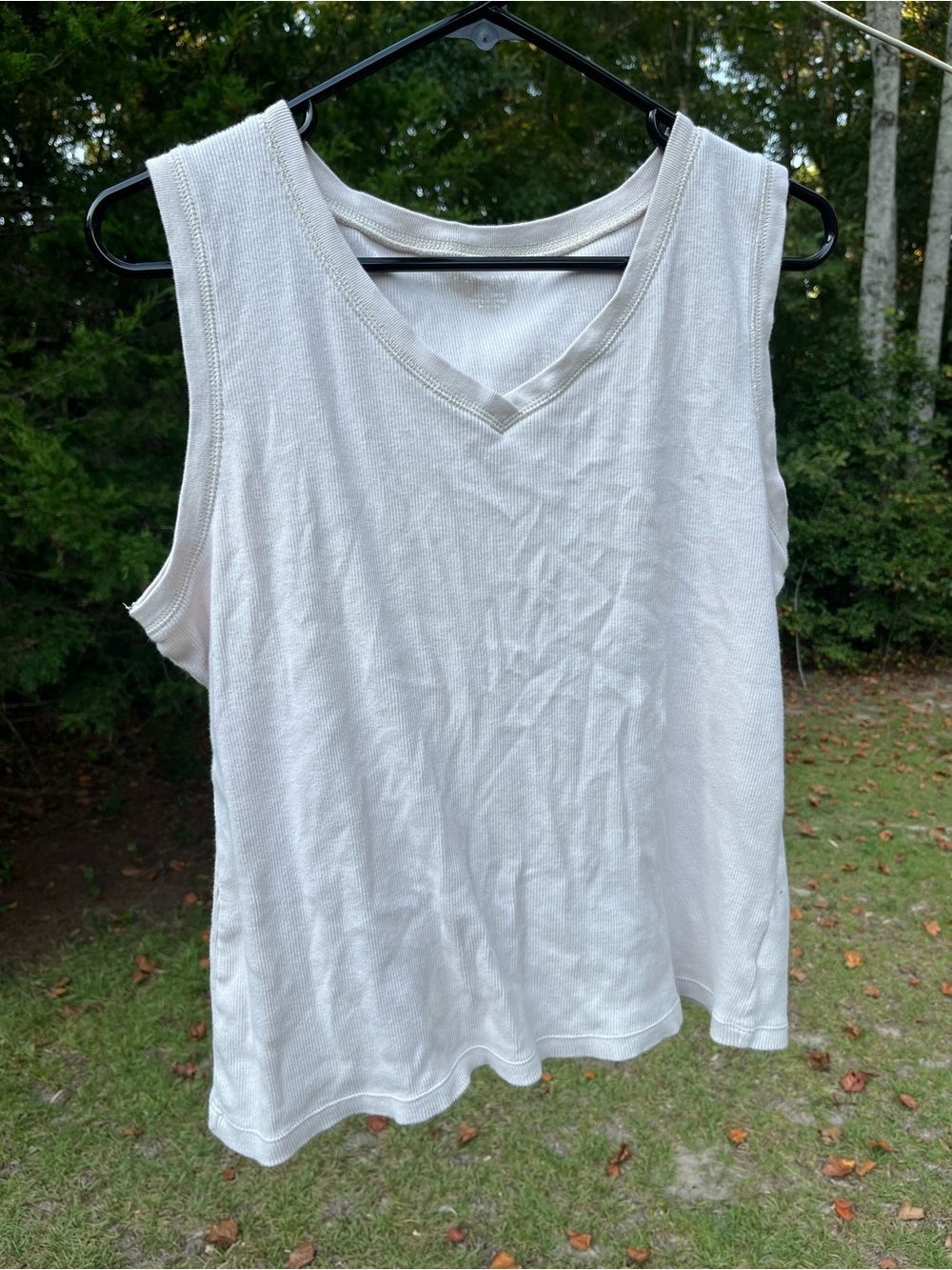 Kim Rogers Cream V-Neck Sleeveless Tank Top